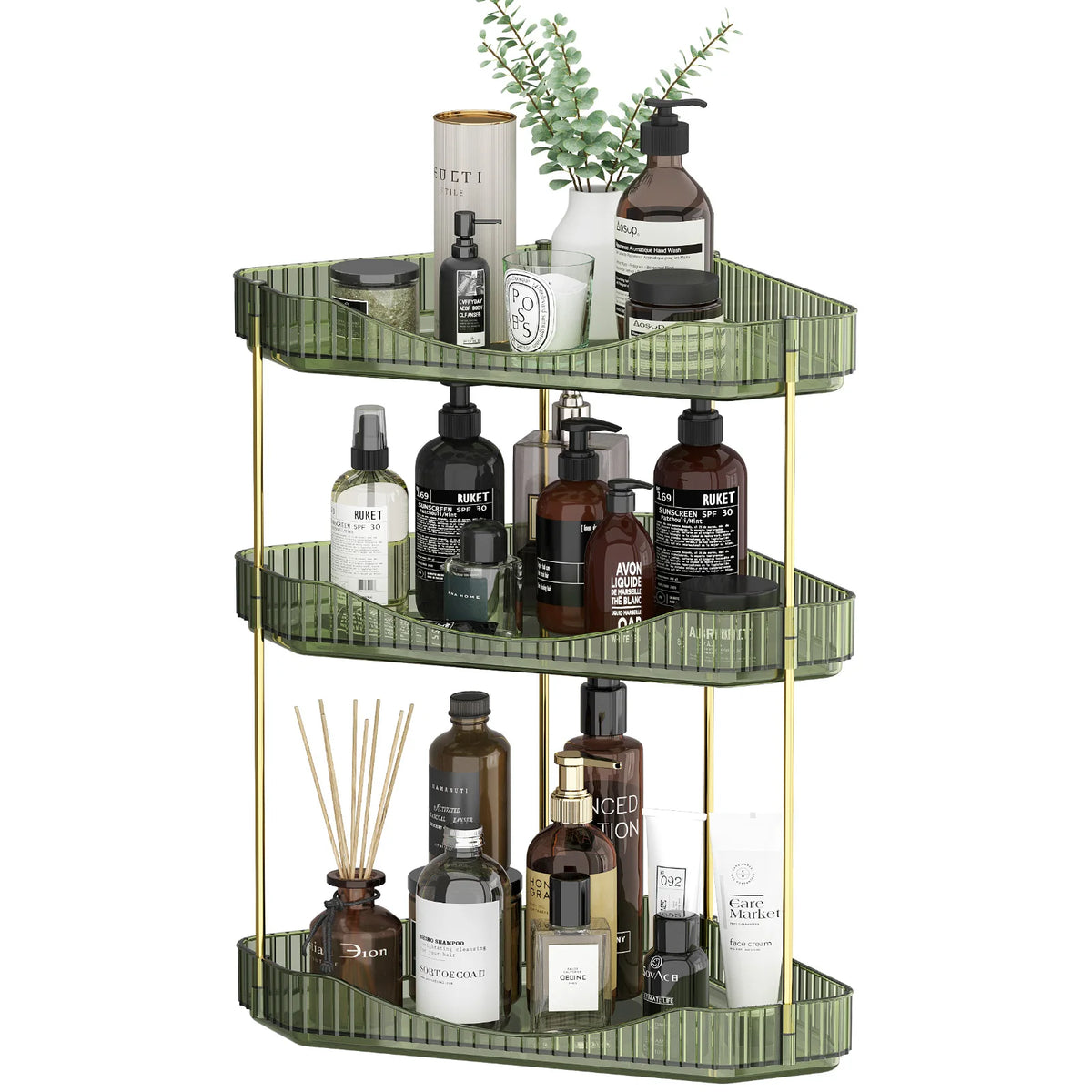 Corner Bathroom Counter Organizer, Plastic Makeup Skincare Organizers Storage Countertop, Sink Vanity Trays Perfume