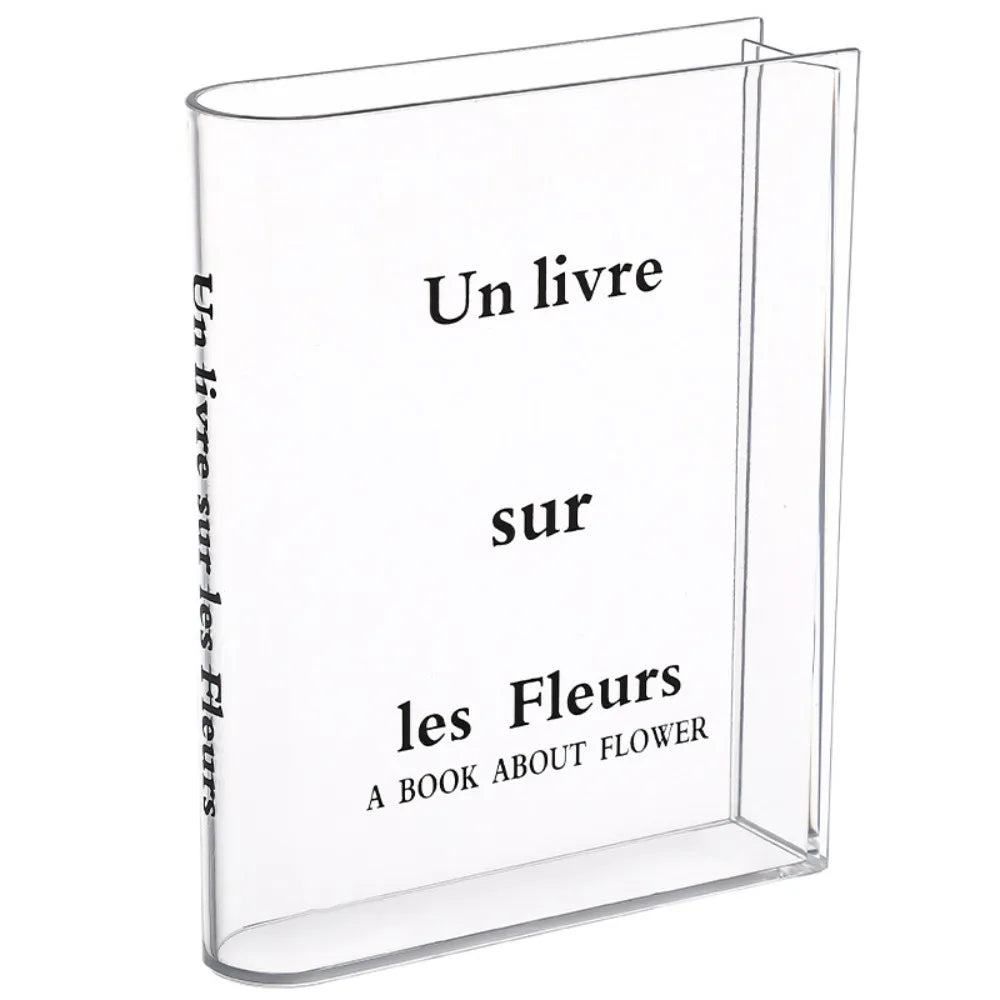 Modern Book Letter Acrylic Vase Unique Shape Aesthetic Transparent Vase Minimalist Hydroponic Decorative Vase Office