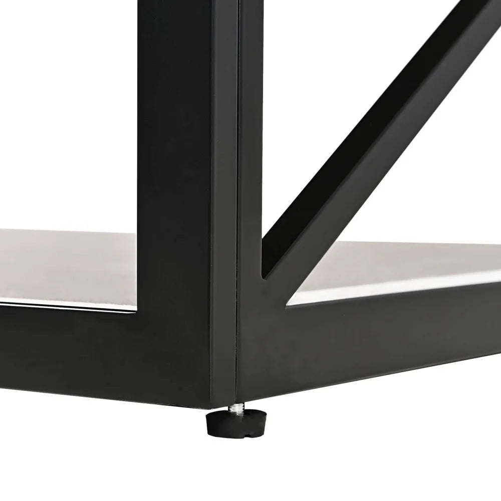 Modern coffee table for Bedroom & Living Room, Tempered Glass&Rustic Wood Grain MDF, Industrial Style coffee table