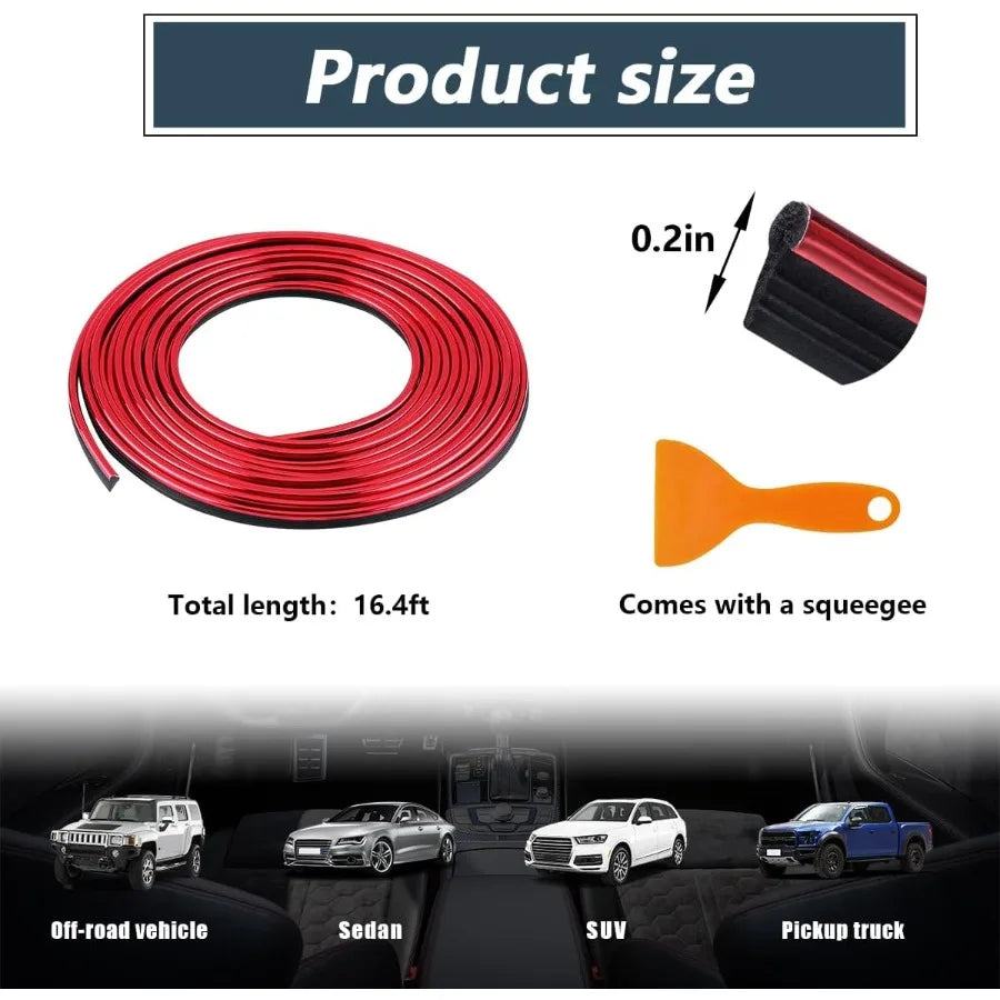 Car Interior Trim Strips 16Ft Bendable Flexible Automobile Molding Line Strip Garnish for Dashboard Door Edge Trim Insta