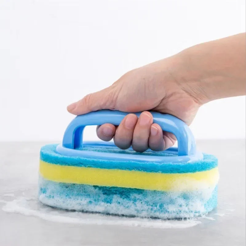 1pc Kitchen Sponge Wipe Thickening Cleaning Brush with Handle  Bathroom Tile Bathtub Cleaning Sponge Cleaning Supplies Cleaner