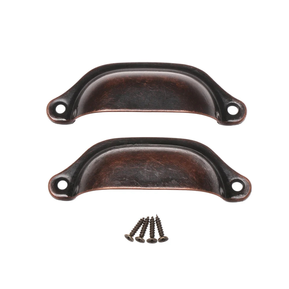 2Pcs Antique Brass Door Handle 98*35*16mm Shell Shape Wardrobe Cabinet Pulls Dresser Drawer Knob Kitchen Cupboard Fittings