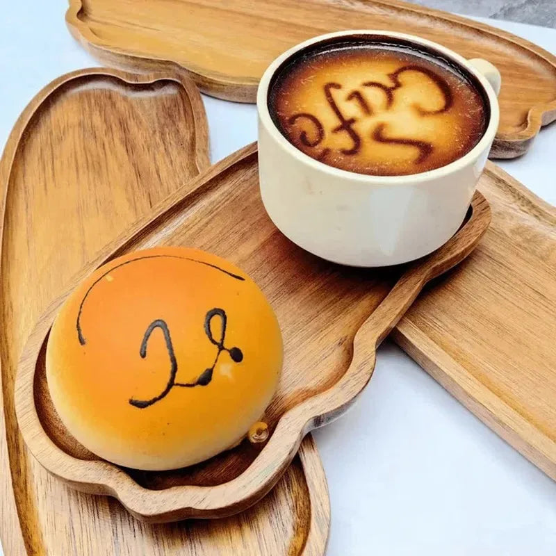 Japanese-Style Wooden Coffee Trays for Fruit Desserts Candies Bread Snacks Cakes Food Table Trays