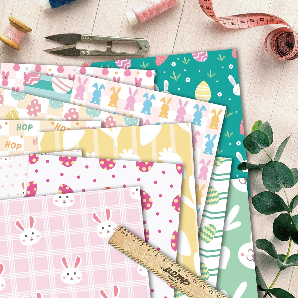 12pcs Easter-Themed Decorative Paper Pad,For Scrapbooking,Junk Journaling,Paper Cutting,Crafting,Holiday Home Decor Decoration