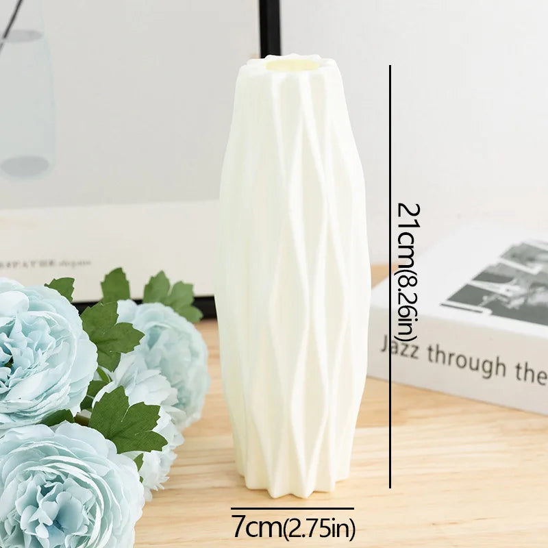 Diamond Pattern Plastic Smooth Vase Plants Basket Nordic Wedding Decorative Dining Durable for Living Room Bedroom Home Decora