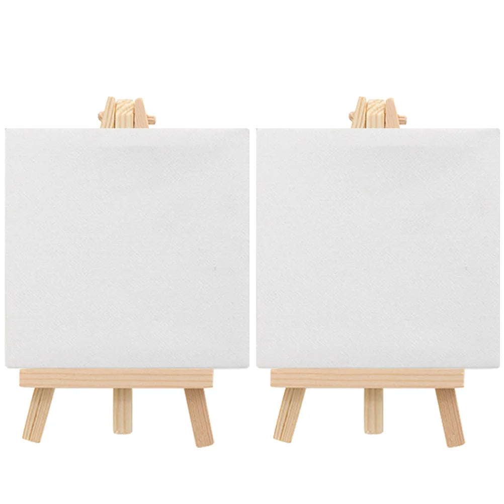 2 set Mini Canvas Easel Set Stretched Painting Panels Diy Art Craft Supply For Oil Painting Kids Adults Gift Decorative
