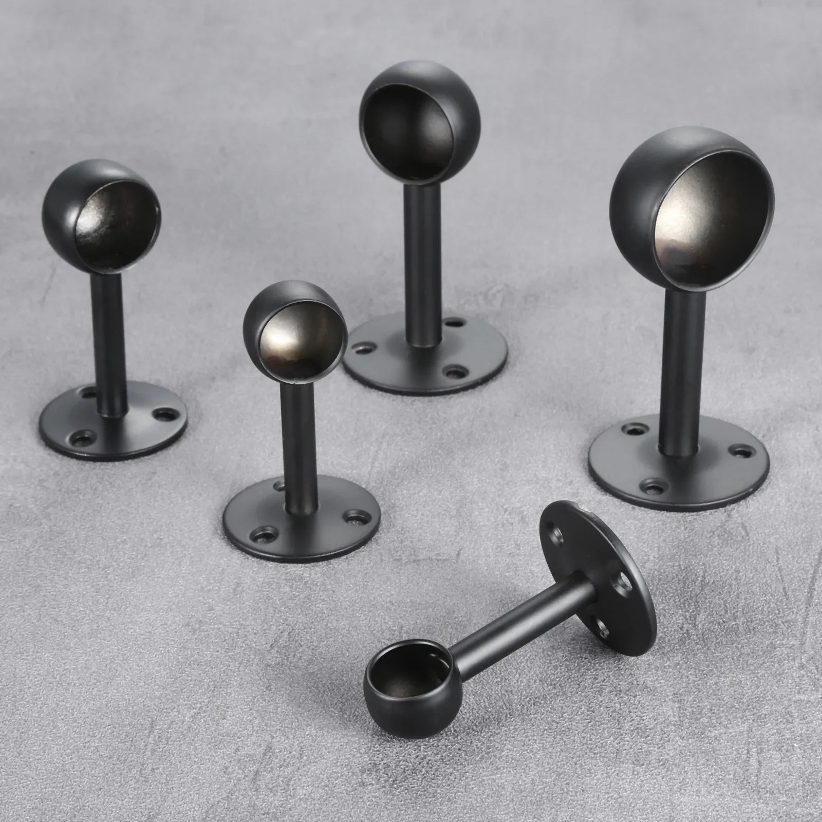 2Pcs Black Steel Closet Pole Socket Brackets Wardrobe Rod Brackets Curtain Rod End Supports Flange Rod Holder 16/19/22/25/32mm