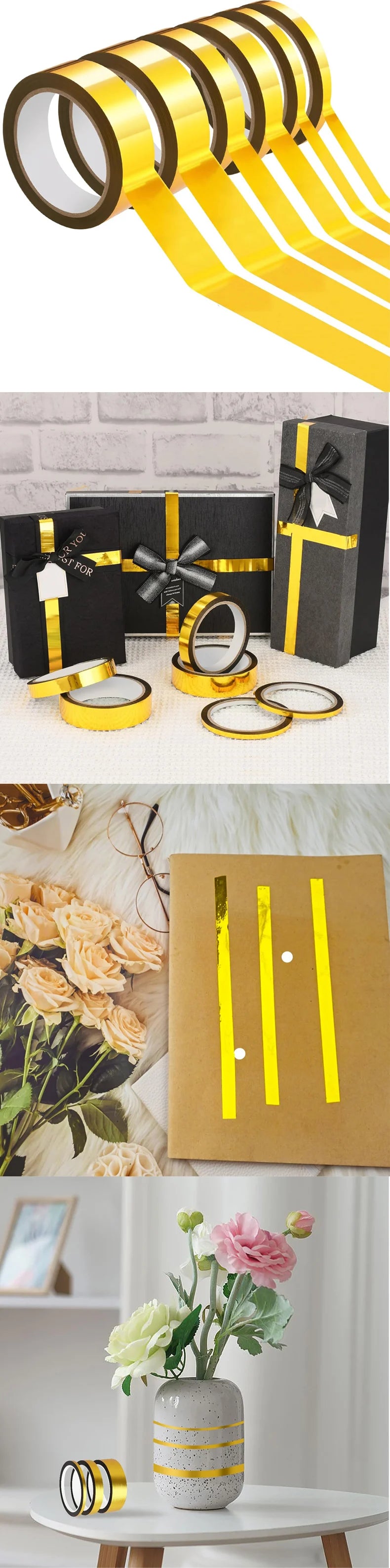 50M Gold Metallic Washi Mirror Tape DIY Graphic Art Tape For Wall Decor Gold Foil Tape Christmas Decorative Gift Wrapping Multi