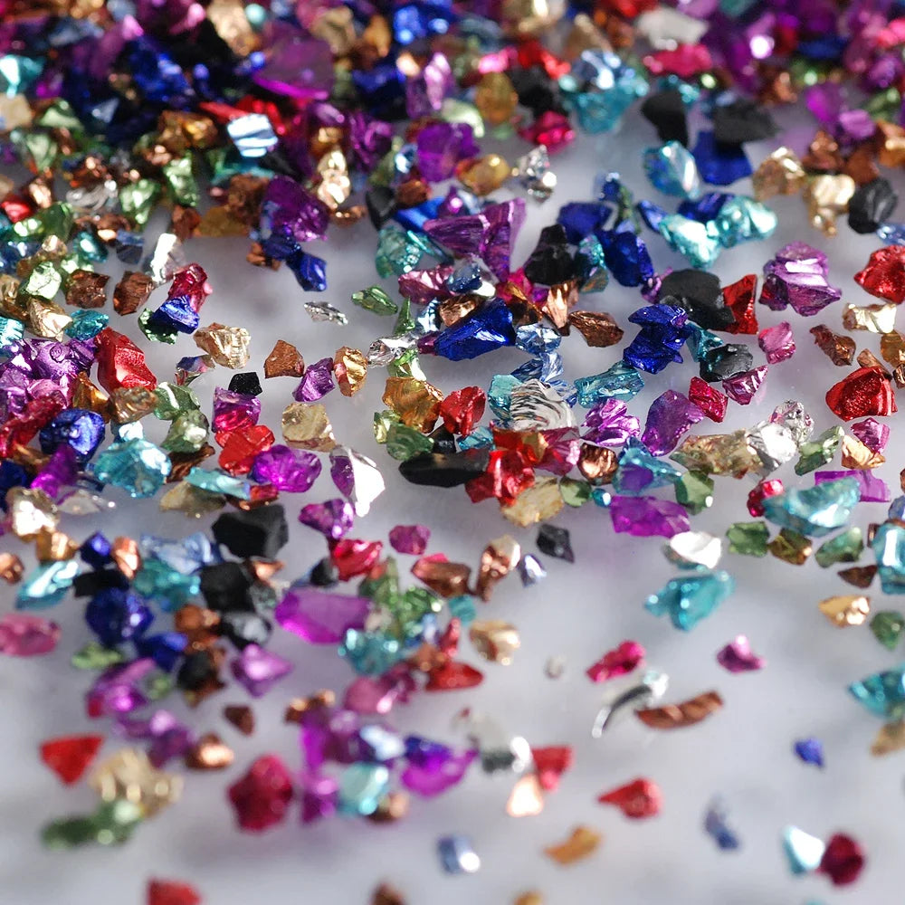 450g/Bag Wholesale Multicolor Flash Irregular Shaped Glass Crushed Stone For DIY 3D Nail Art Decoration/Resin Mold Filler