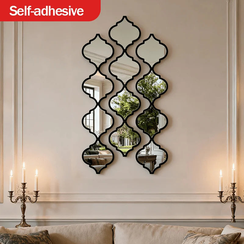 12pcs Large Moroccan Mirror - Wall-Mounted for Living Room, Hallway - Elegant Decorative Accent Wall Decor, Wall Mirror Decor
