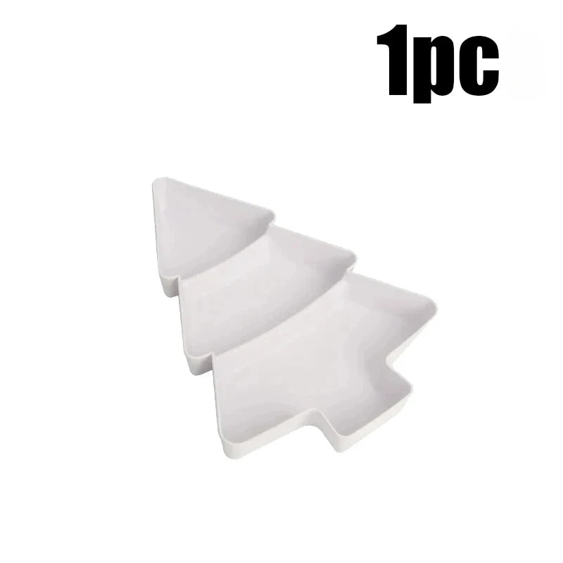 1-20PCS Christmas Tree Shaped Fruit Tray Plastic Candy Snack Tray Dried Fruit Melon Plate Party Supplies Home Decoration