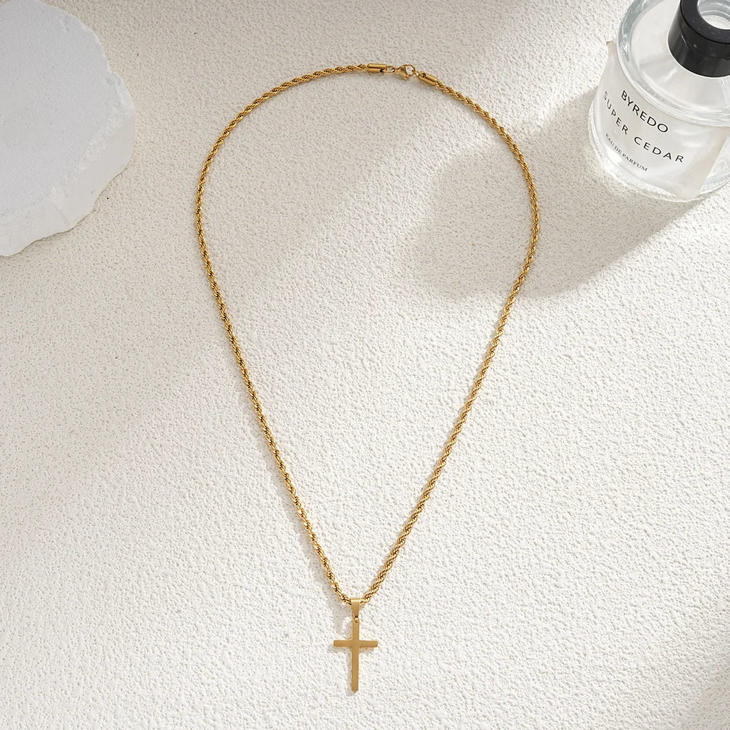 LLL New Stainless Steel Cross Pendant Necklace for Men Women Minimalist Gold Color Jewelry Male Female Necklaces Chokers Gifts