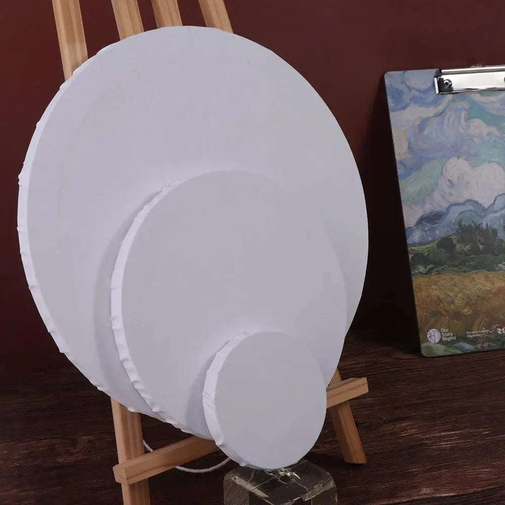 DIY Wooden Photo Frame Blank Round Canvas Board Oil Painting Panel Art Student Student Painter