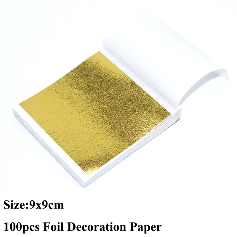 100pcs Imitation Gold Sliver Copper Foil Paper DIY Resin Candle Plaster Craft Leaf Flake Gilding Sheets Art Nail Home Decoration