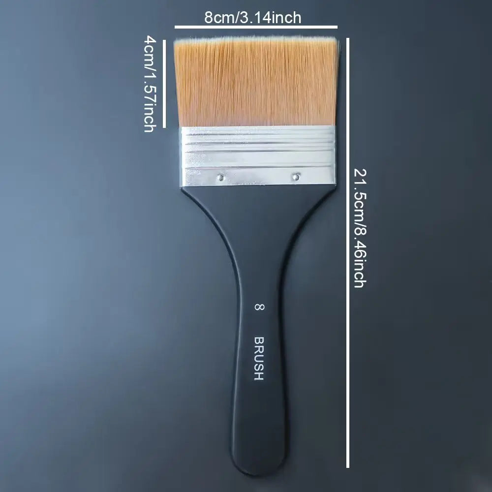 Paint Brush, Flat Bright Paint Brushes Craft Basecoating Paint Brushes with Wooden Handle for Acrylic, Oil, Watercolorercolor