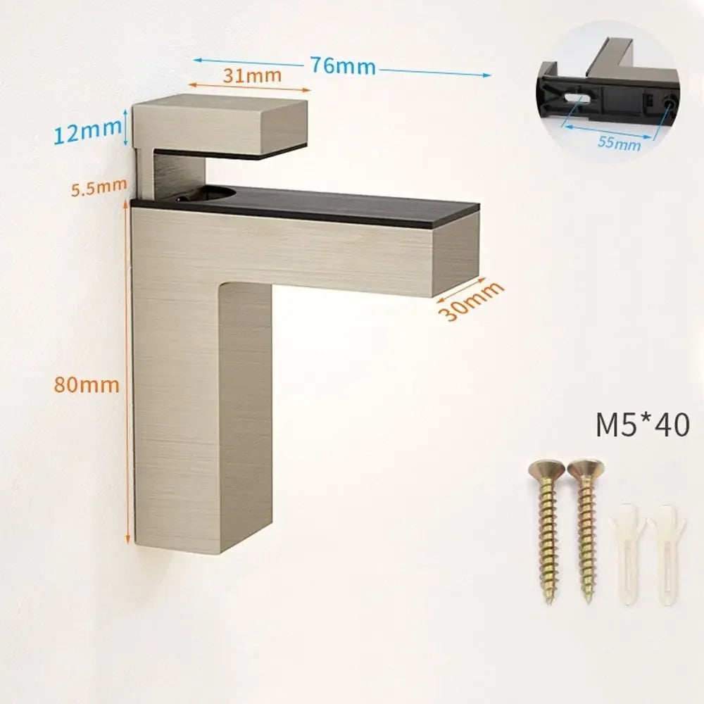 Wall Mount Glass Shelf Holder Adjustable Frameless Zinc Alloy Brackets Wardrobe Cupboard Door Clamp Furniture Accessories