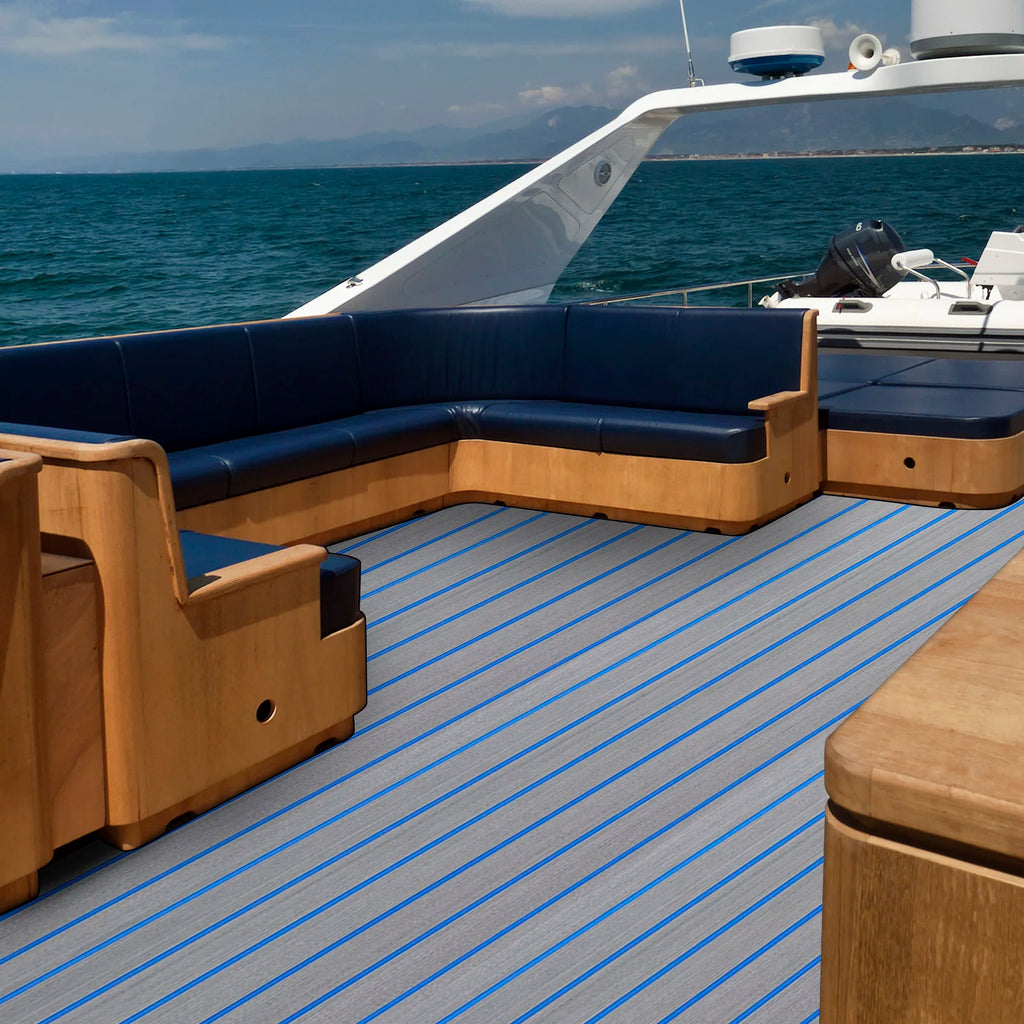 Boat Flooring EVA Foam Decking Sheet Faux Teak Marine Mat Non-Slip Self-Adhesive Flooring Material for RV Yacht 95 x 24inch