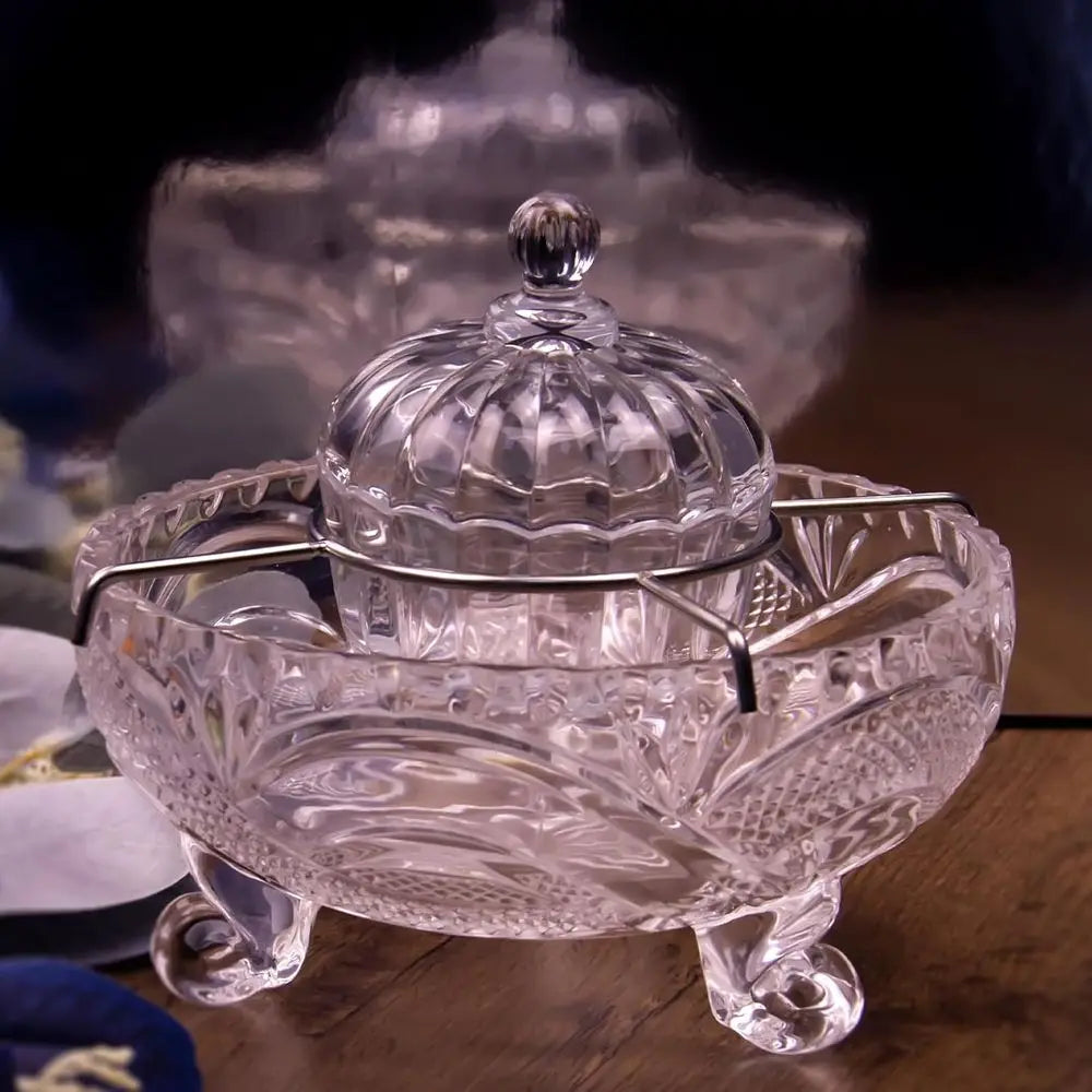 Luxury Caviar Serving Kit with Glass Bowl & 2 Pearl-Handled Spoons for Gourmet Delights