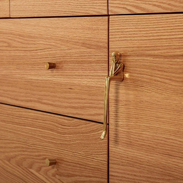 Brass Handle Nordic Modern Simple Wardrobe Door Cabinet Drawer Luxury Humanoid Copper Cabinet Creative Long Handle Drawer Knobs