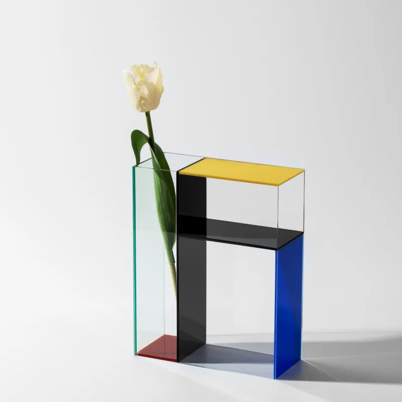 Vibrant Color Block Acrylic Vase |   Modern Art Home Decor, Handmade Durable & Easy-Clean (Gift Ready)
