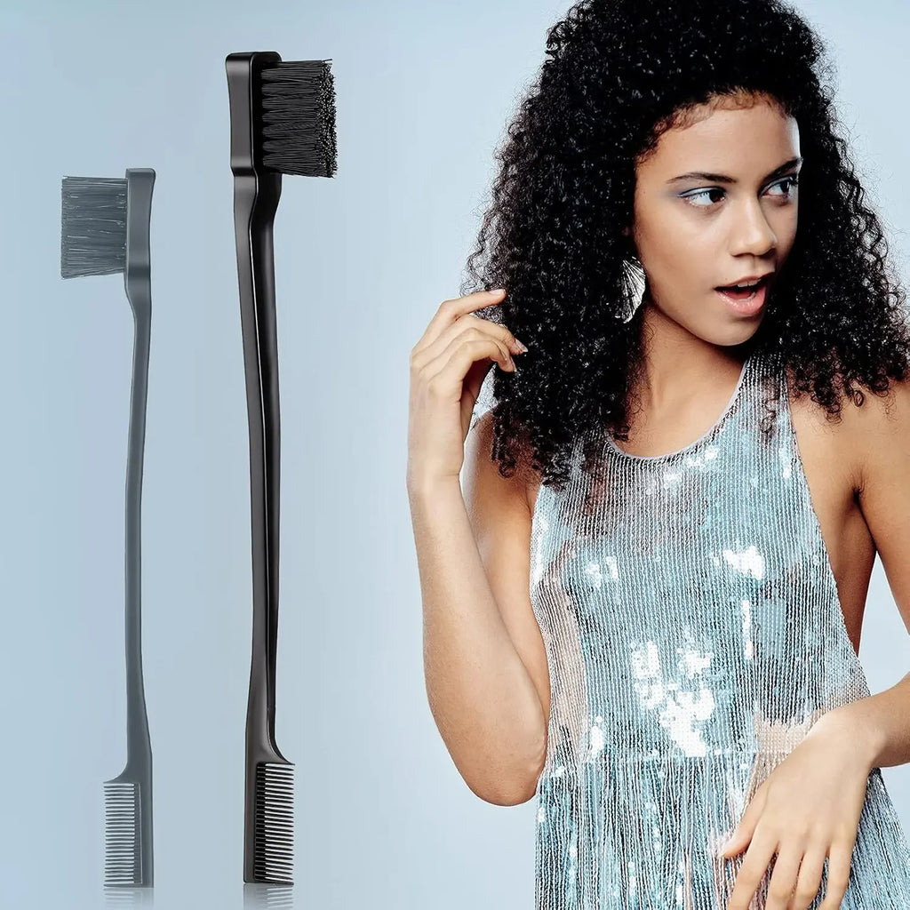 5-Piece Hair Styling Set: Curl Define Styling Brush Curved Rat Tail Comb Edge Control Brush-Perfect for Salon-Quality Results
