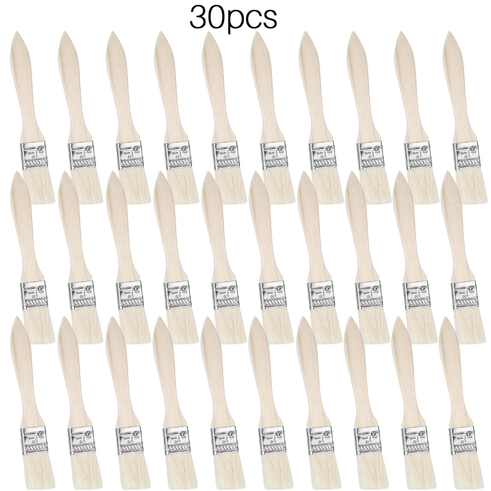 10/20/30pcs short wooden handle art brushes, hog bristle brushes, watercolor brushes, wall brushes, art brushes, cleaning