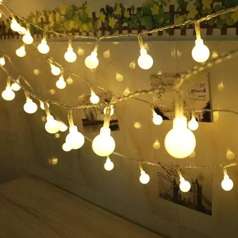 Battery Powered Led Ball String Lights Indoor Globe Fairy Light for Wedding Decorative Light String Tent Christmas Decoration