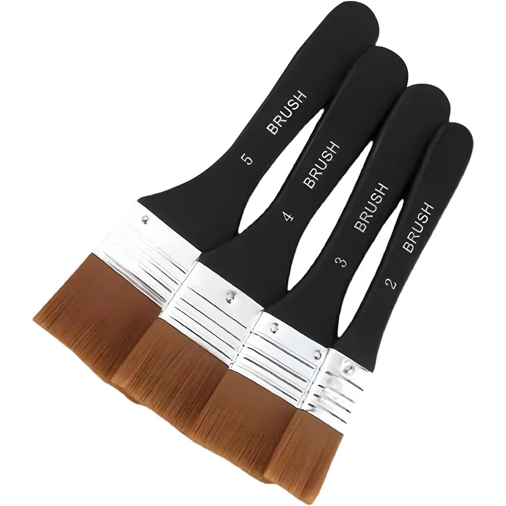 Paint Brush, Flat Bright Paint Brushes Craft Basecoating Paint Brushes with Wooden Handle for Acrylic, Oil, Watercolorercolor