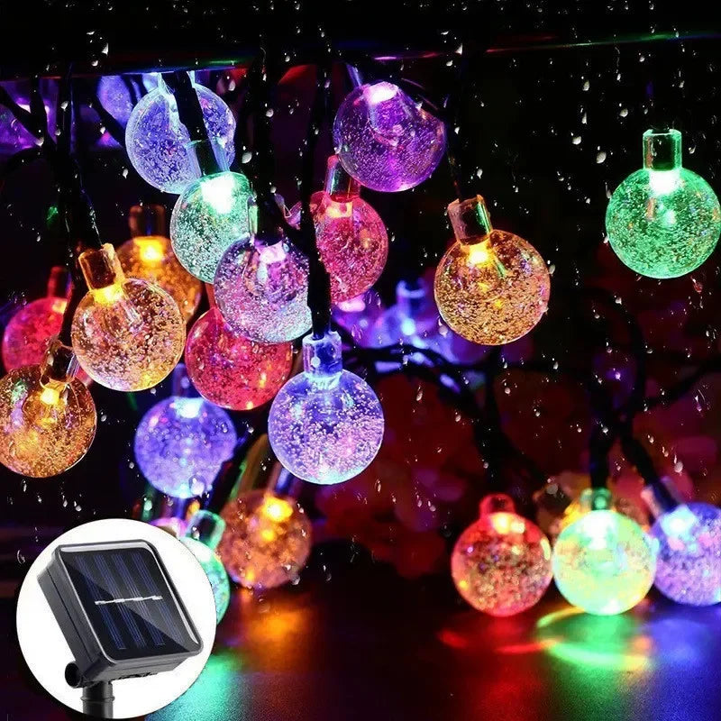 5/7/12m Outdoor LED Crystal Globe Light Solar Fairy Light Solar String Light for Easter Wedding Party Decoration