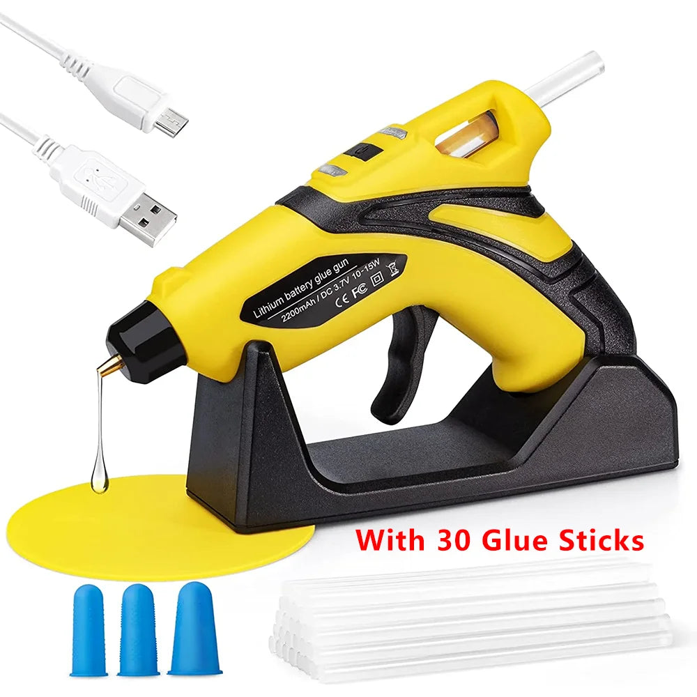 Hot Melt Glue Gun Rechargeable Cordless Mini Fast Preheating Hot Glue Gun Kits For Crafting DIY Repair Tools With 30 Glue Sticks