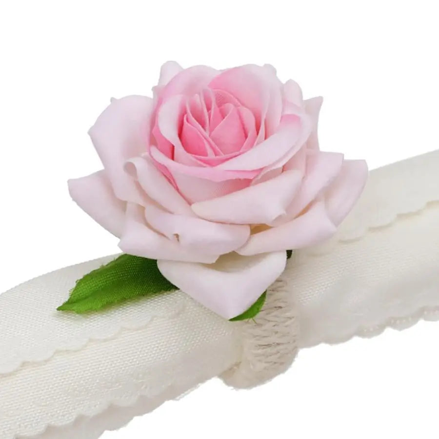 Rings,48 Pcs Artificial Rose Napkin Holders Burlap Flower Napkin Buckles for Wedding Baby Shower Valentines Mothers Day Party Ho