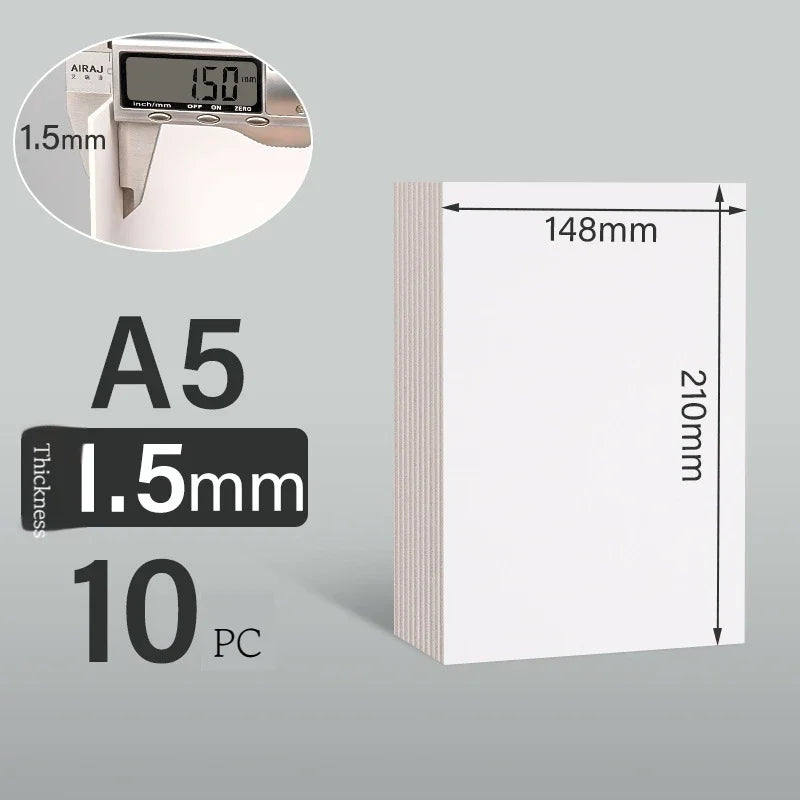 A3/A4/A5 White Thicked Kraft Paper Hard Cardboard 5/10pcs Diy Handmake Card Making Craft Paper Chipboard Backing Board 1/1.5/2mm