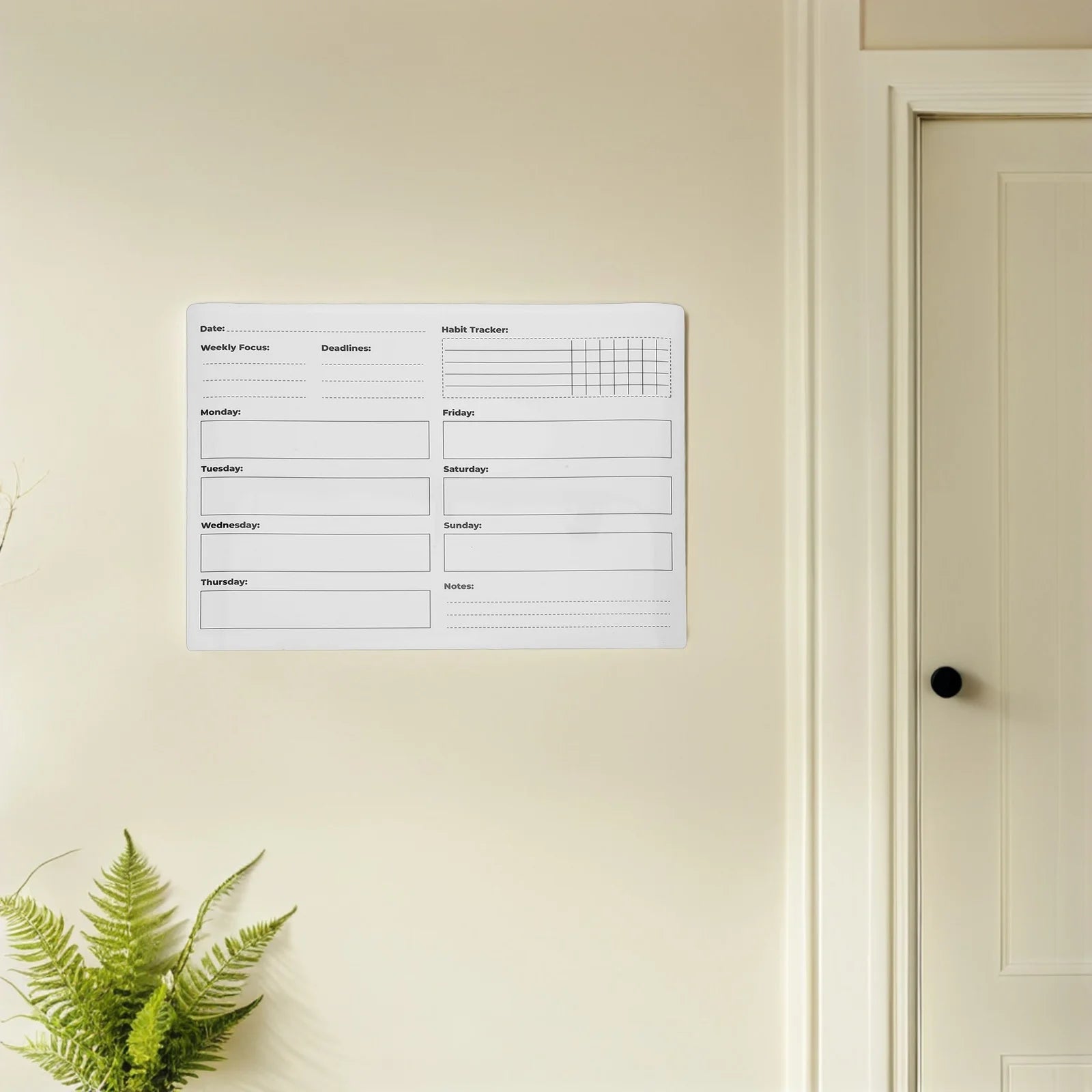 1 Weekly Planner Whiteboard Sticker for Wall Self-Adhesive Dry Erase Sheet Removable PVC Calendar for Fridge Home Office