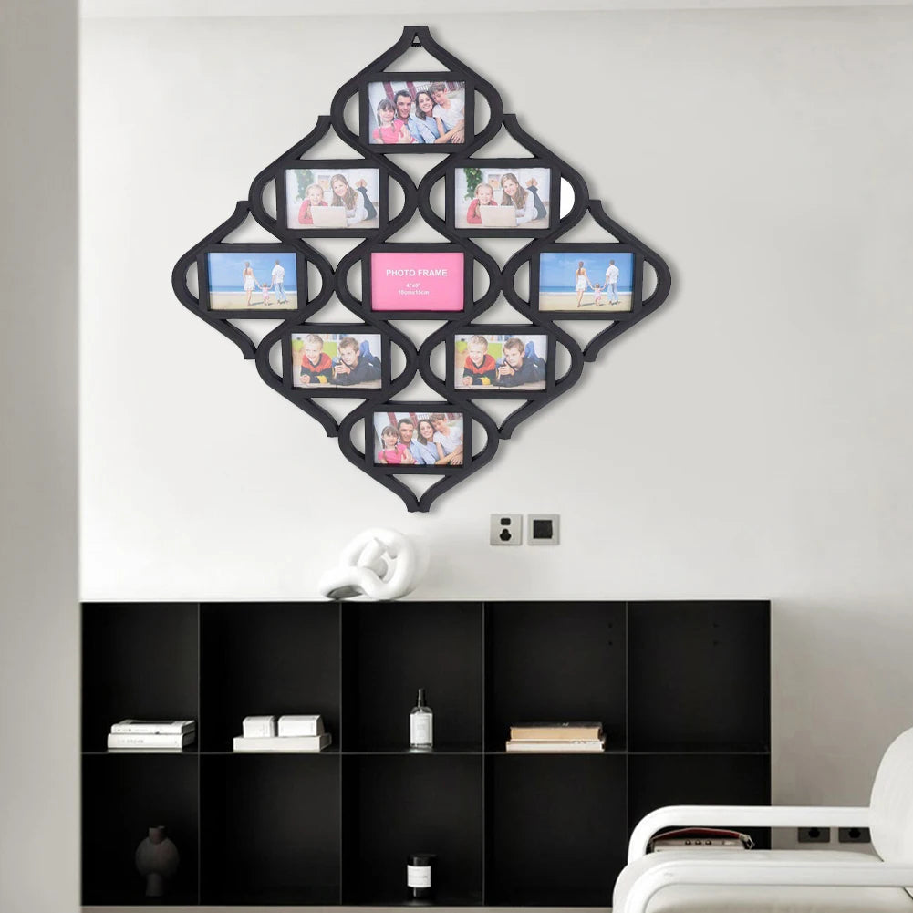4x6In Wall Photo Frame Collage Reusable 9 Grid Photo Frame Creative Photo Frame for for Wall Decoration and Photo Display