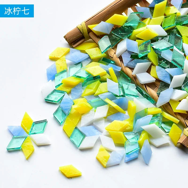 200g Diamond Shape Mosaic Mica Stained Glass Mosaic Tiles Mosaic Making Tiles for Puzzle Art DIY Craft Lamp Table Accessories