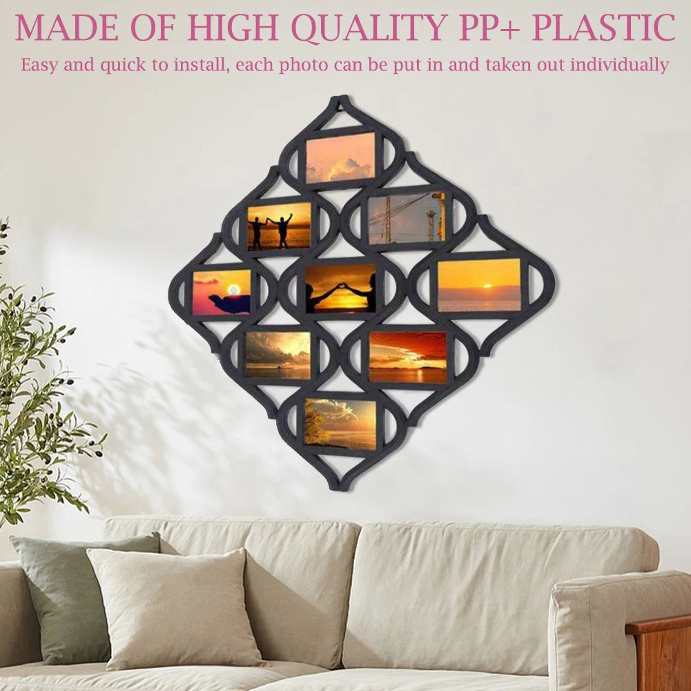 4x6In Wall Photo Frame Collage Reusable 9 Grid Photo Frame Creative Photo Frame for for Wall Decoration and Photo Display