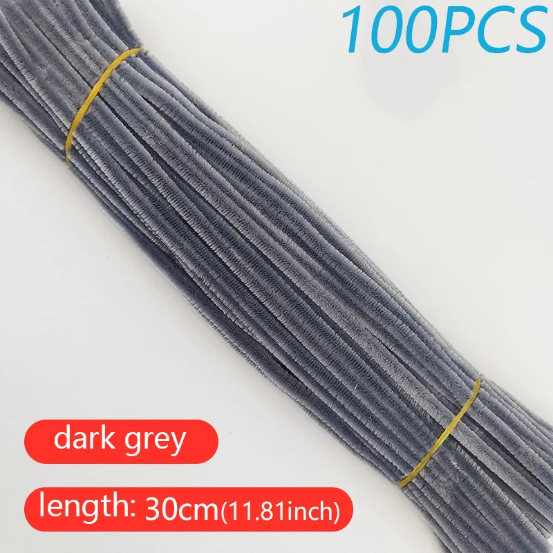 100PCS Colorful Twisted Rod DIY Handcraft Bar Wire Imaginative Wool Root Fluffy Bar Iron Wire Sticks Art Kids Educational Toys