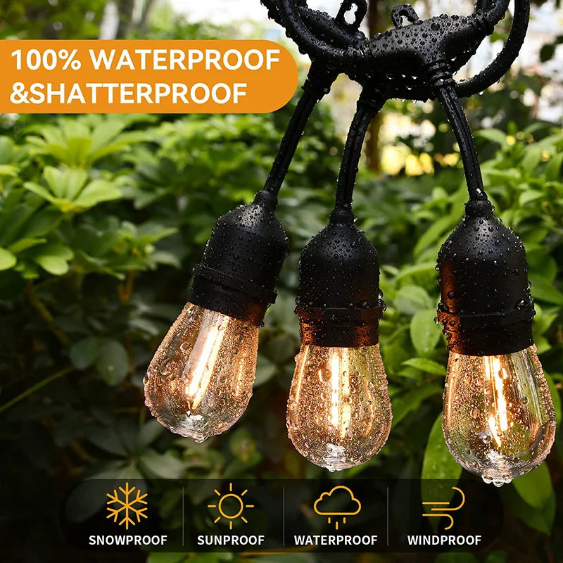 S14 Led String Lights Outdoor for Christmas Outside Patio Globe Shatterproof Bulbs garden garland wedding Decorative