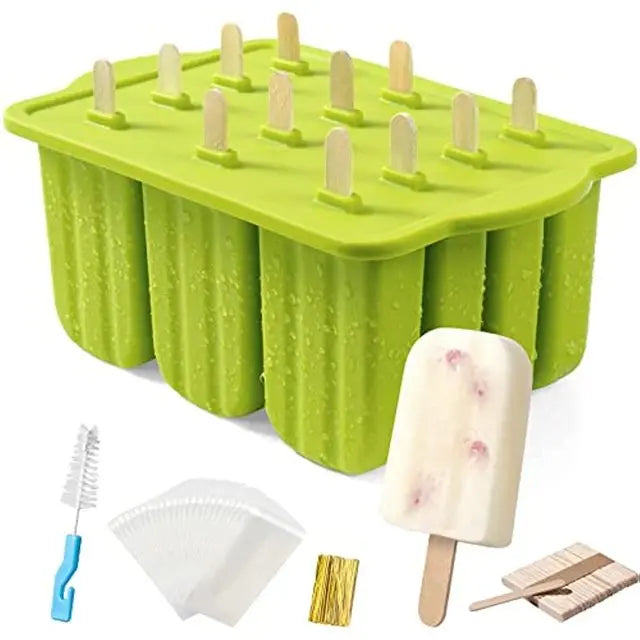 12 Pieces Silicone Popsicle Maker Molds Food Grade Ice Molds With Ice Cream With 50 Popsicle Sticks Popsicles Molds Household