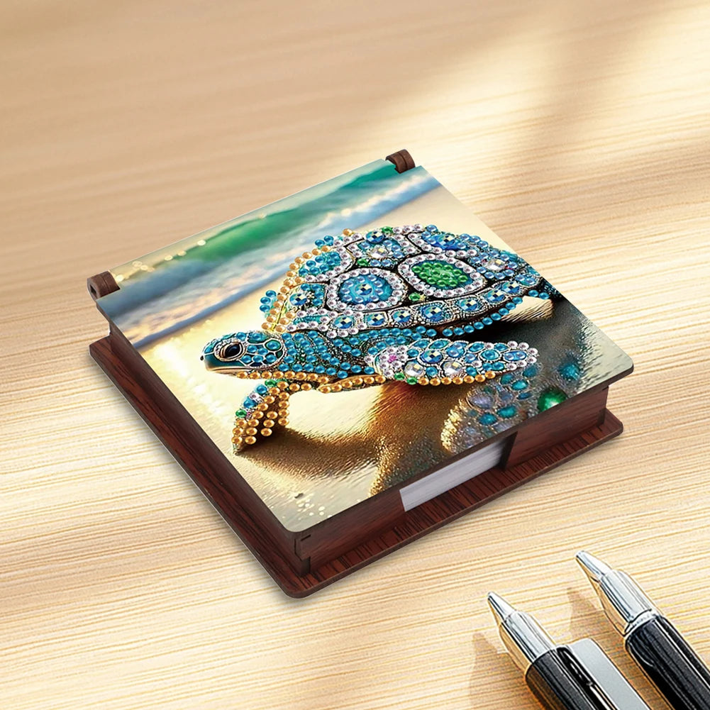 Animals Diamond Art Note Box Contains 160 Sheets of Paper Gem Painting Memo Pad Holder Mosaic Kit Rhinestones Post It Dispenser