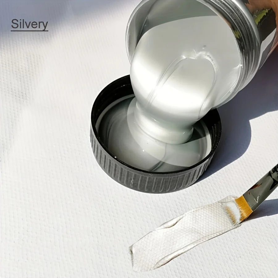 50/100/300ml Silver Acrylic Paint Metal Pearlescent Hand-painted Gypsum Glue Waterproof and Non-fading DIY Painted Paint