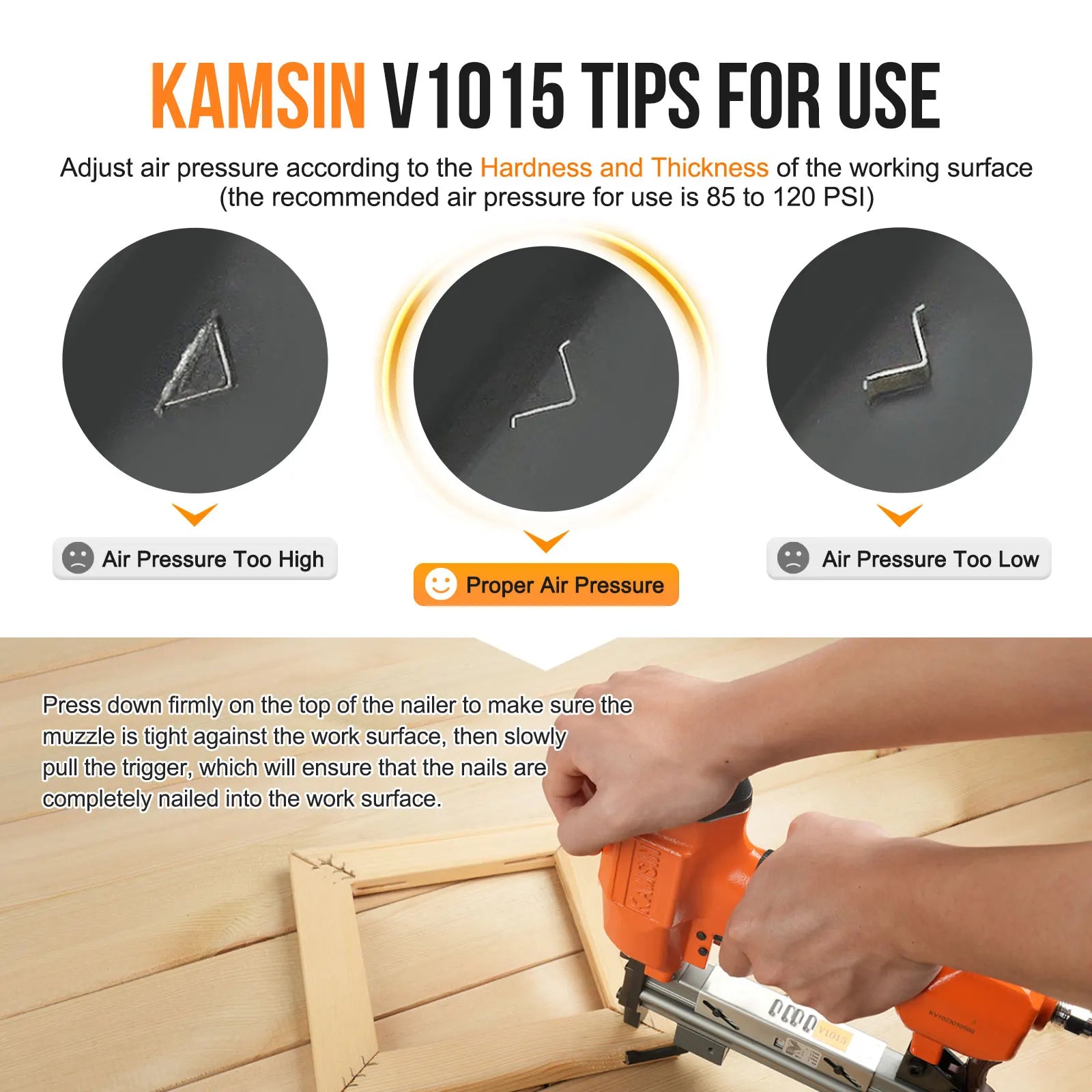 KAMSIN V1015 No. 30 Flexible Air Nail Gun 30V Staple Gun for Home DIY Photography Studios