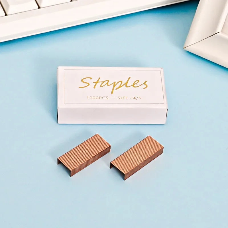 5 Boxes Rose Gold Standard Size Jam Free Sharp Chisel Point Stapler Refill for Desktop Stapler Accessories