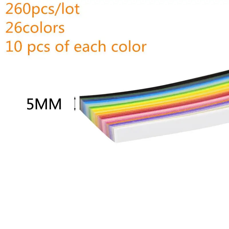 260 Pcs Origami Handmade Children DIY Art Craft Mixed Color Scrapbooking Stripes Quilling Paper Design Tools Color Strips 4 Size