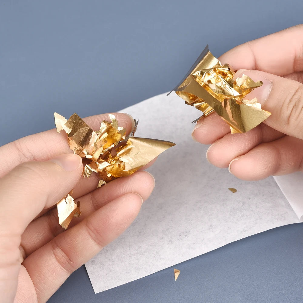 100pcs Imitation Gold Silver Foil Paper Leaf Gilding DIY Art Craft Paper Birthday Party Wedding Cake Dessert Decorations