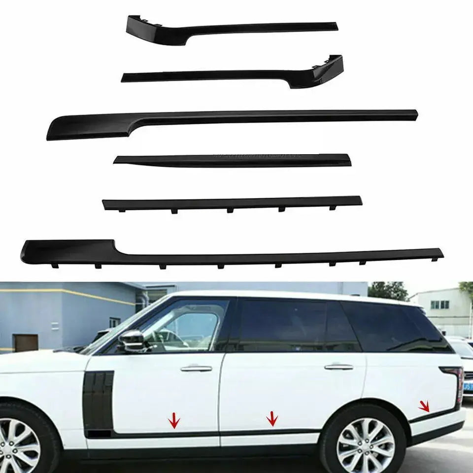 6PCS Door Side Body Molding Trim Strip Kits For Land Rover Range Rover L405 2013~2022 Car Styling Decoration Strip Trim Molding