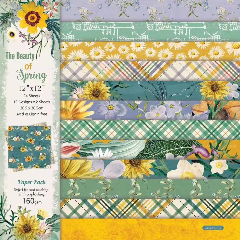 24 Sheets 30x30cm Craft Scrapbooking Paper Pad Watercolored Single-Side Printing Junk Journal Cardstock Supplies for Card