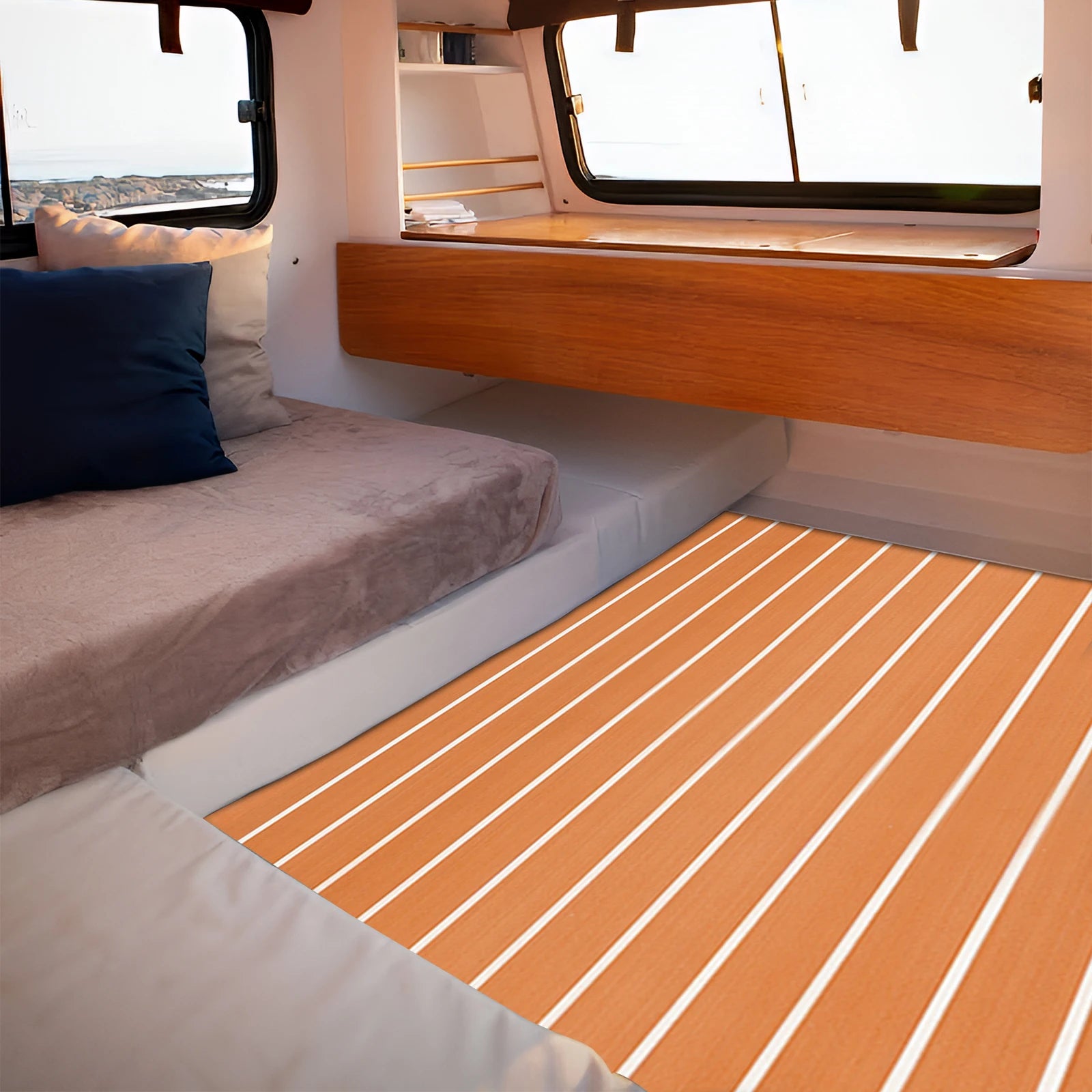 2400X900x6mm Self-Adhesive EVA Foam Decking Sheet Faux Teak Synthetic Boat Marine Flooring Accessories