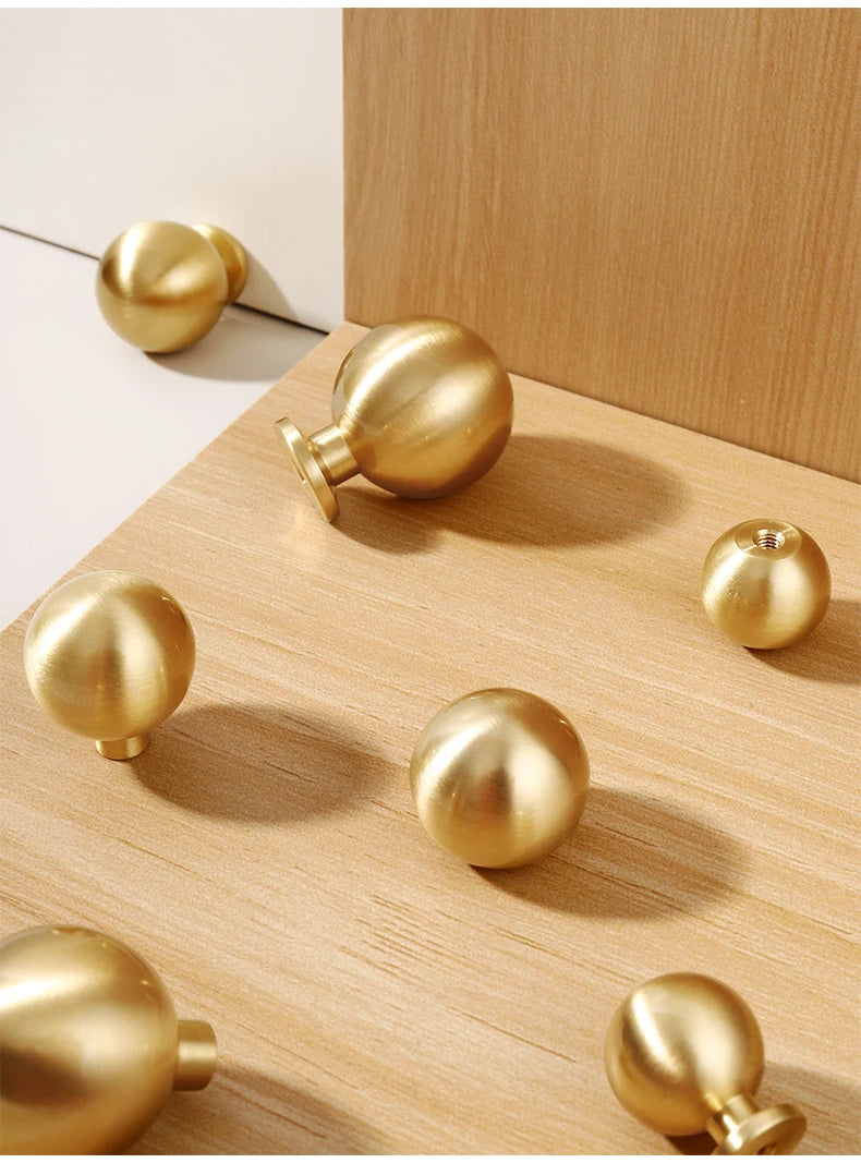 Santaya Brass Knob Round Furniture Handle Ball Modern Minimalist Gold Drawer Knob Wardrobe Pull Kitchen Handle Solid Single Hole