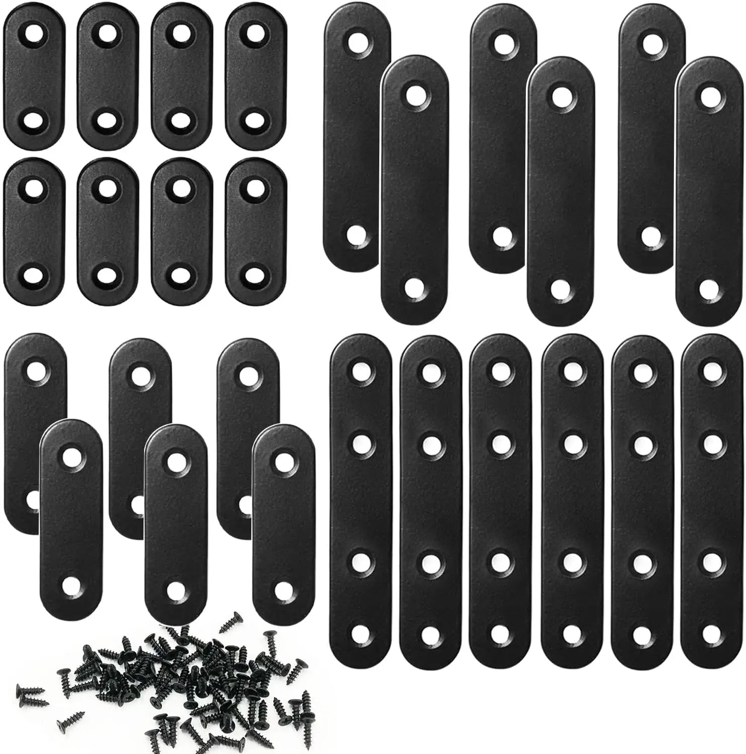 Stainless Steel Wood Brackets Repair Plate Brace Set, 26 Pieces in 36mm/46mm/56mm/76mm Sizes for Mending